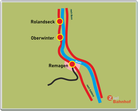Rolandseck Oberwinter Remagen nach Bonn nach Koblenz Rhein